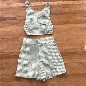 Zara Green and White Checkered Two-Piece Set